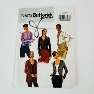 Butterick Fast Easy Sewing Pattern B4078 Jacket Vest Size 12 14 16